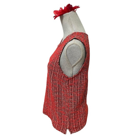 Banana Republic Red Tweed Sleeveless Top Textured Knit Scoop Neck Medium - Picture 2 of 11